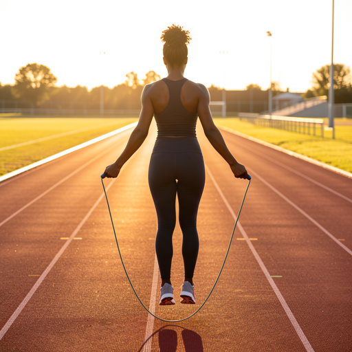 woman jumping rope outdoors