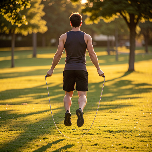 man jumping rope outdoors