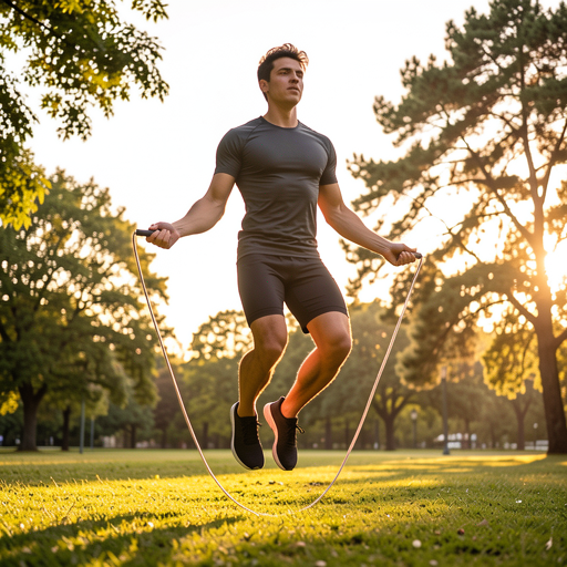 man jumping rope outdoors