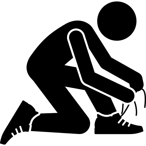 person tying running shoes